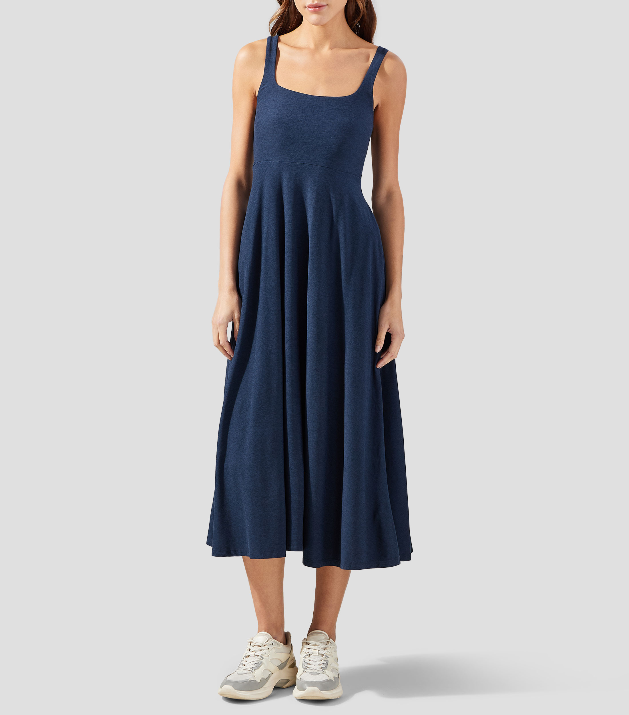 Vestido midi liso Mujer